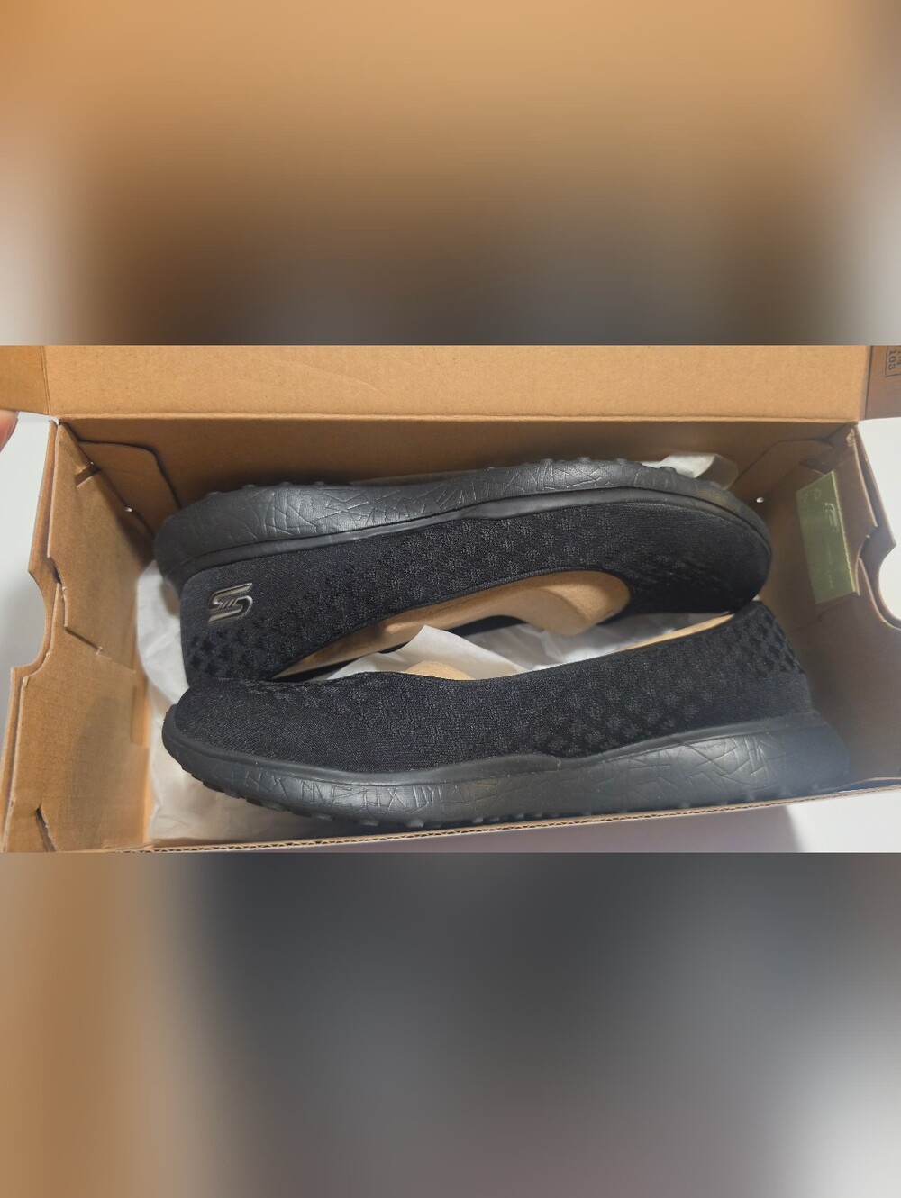 Skechers Burst Air-Cooled Memory Foam Ballet Flats Black 7.5 NWB
